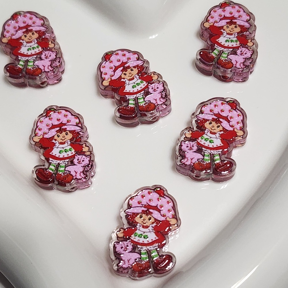 Strawberry Beads 2 Pcs Focal Beads Beaded Pen Jewelry Keychain Charms Cat